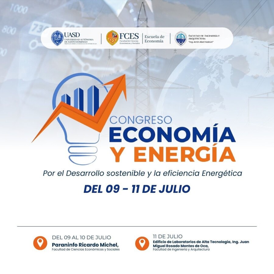 Volante donde la Universidad Autónoma de Santo Domingo (UASD) invita a su primer Congreso de Economía y Energía. 