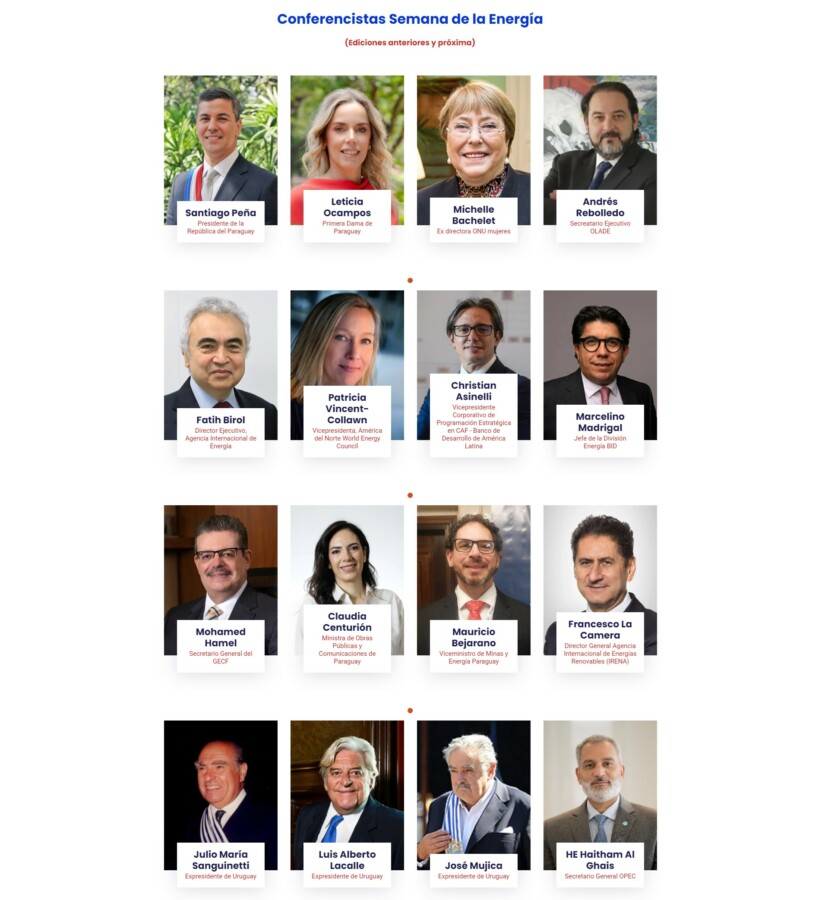 Los panelistas más destacados del IX Semana de la Energía en Paraguay. 