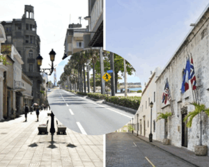 "Calle Las Damas, Calle El Conde y Av. George Washington, Santo Domingo, República Dominicana.