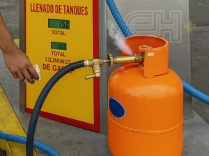 Un cilindro de gas licuado de petróleo (GLP)