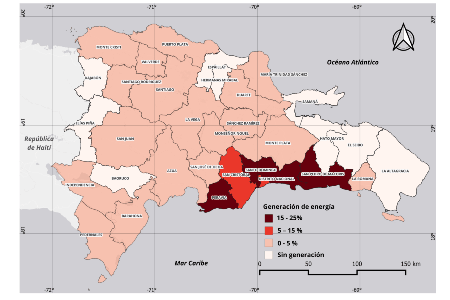 Distribución geográfica de la generación eléctrica en el primer trimestre de 2025 (%)